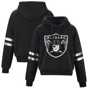 Las Vegas Raiders Black Cropped Sequin Hoodie